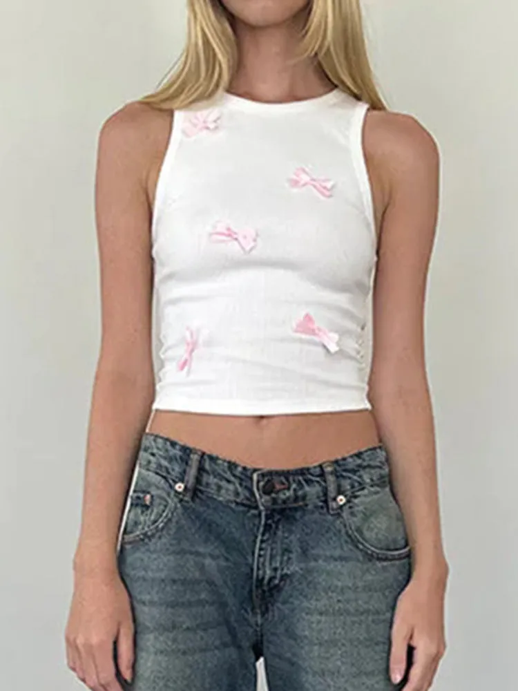 Sweet Knit Bow Cropped Short Top