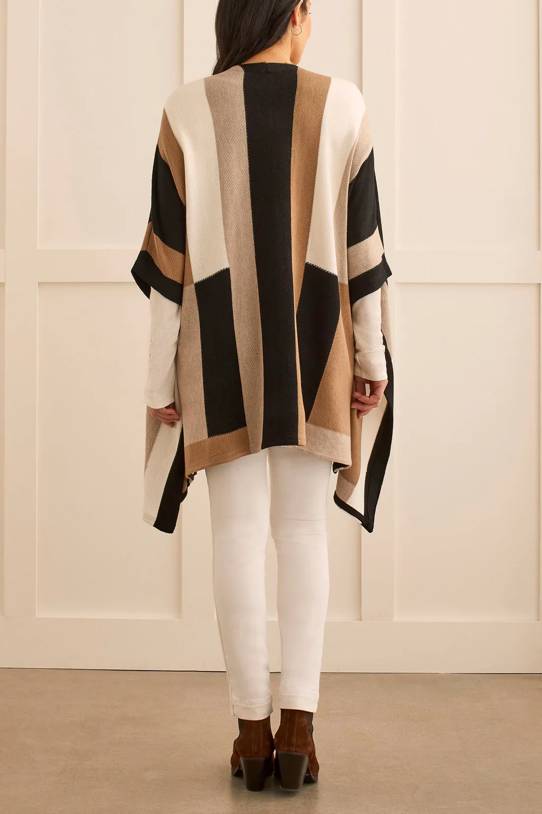 Tribal  Fall/Winter 2023-1604O/3861-Poncho Cape Sweater-Cinnamon