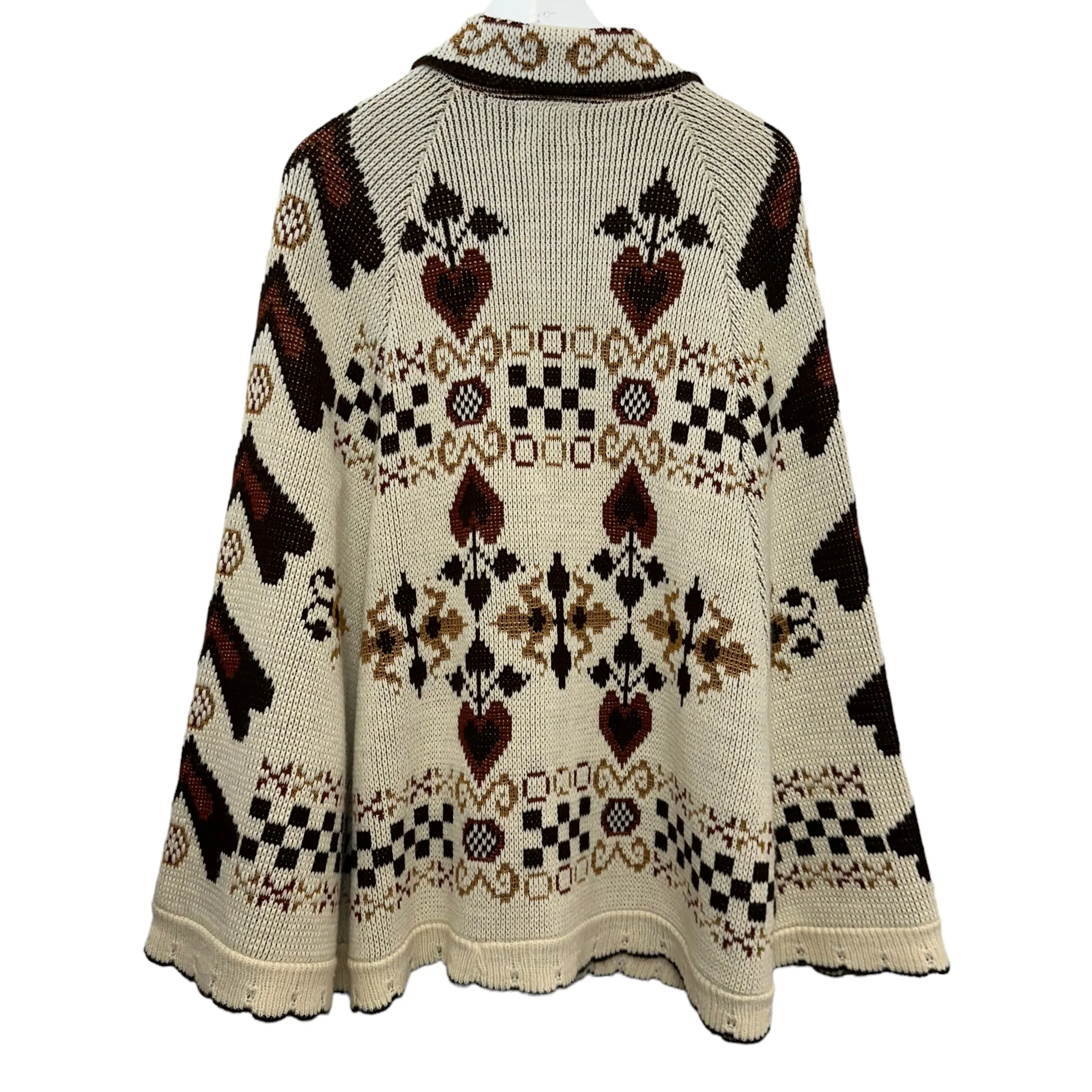 Vintage 70s Sturbridge Knit Poncho Cape Button Down Collared Coatigan Cardigan