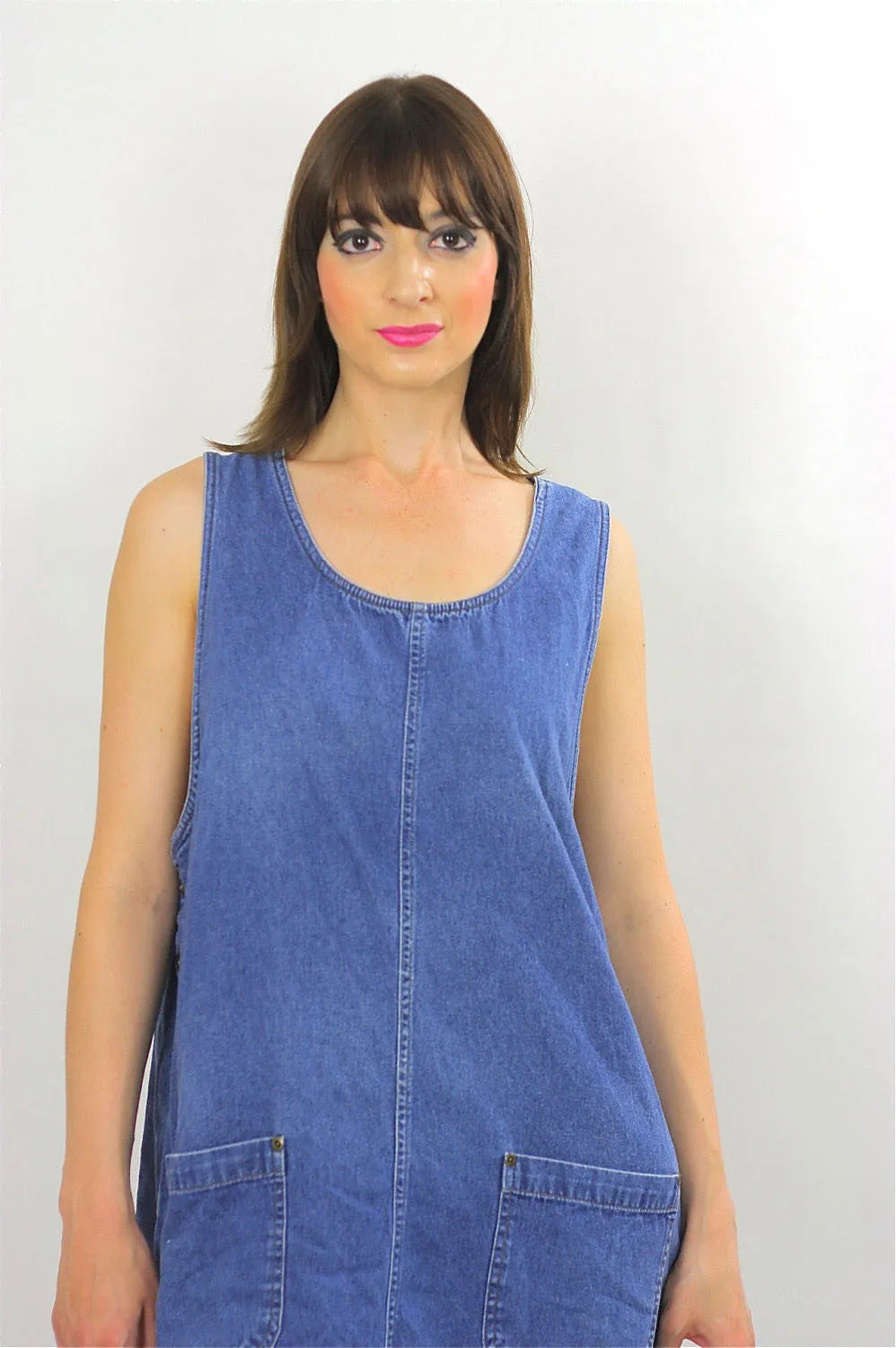 Vintage 90s Grunge Boho Hippie Blue Jean Denim dress