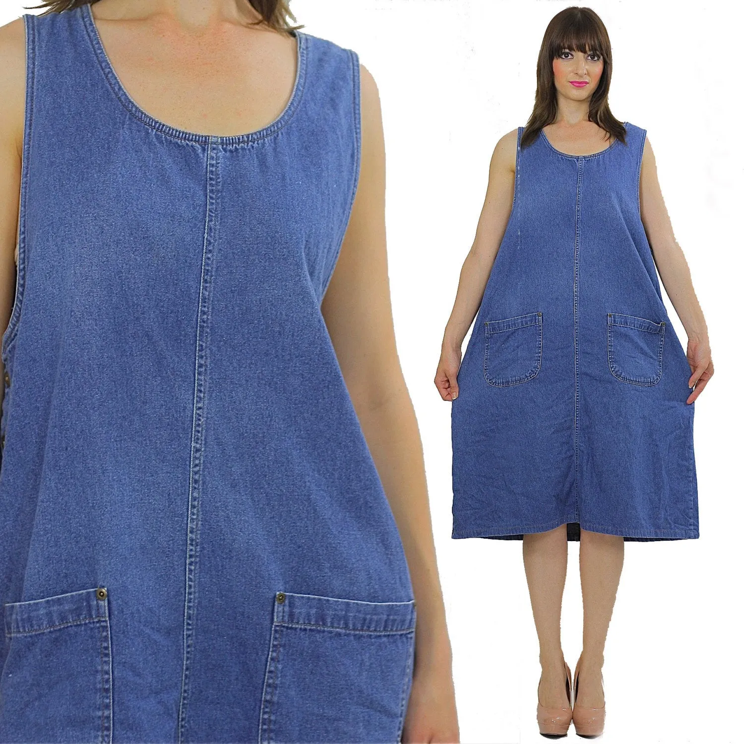 Vintage 90s Grunge Boho Hippie Blue Jean Denim dress