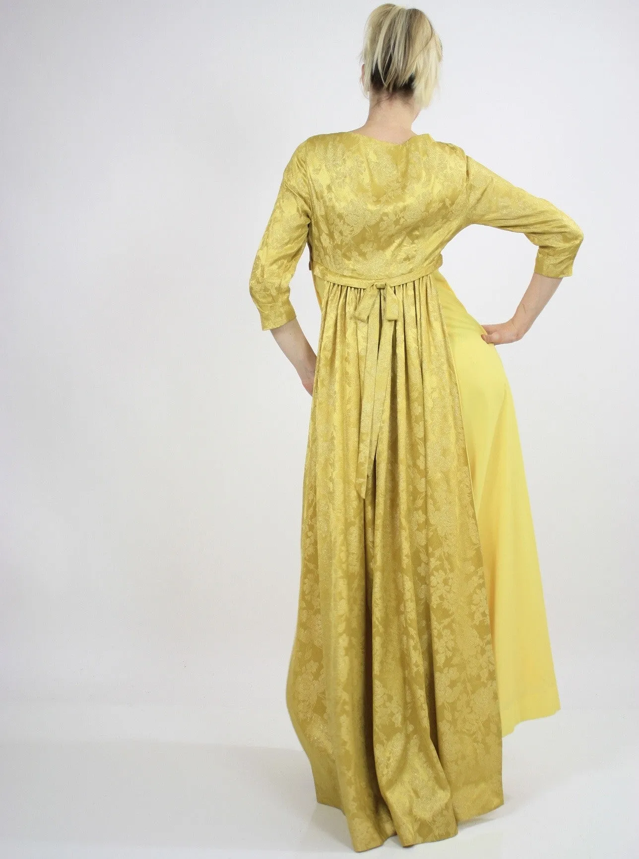 Vintage Boho Hippie Gold metallic party maxi dress