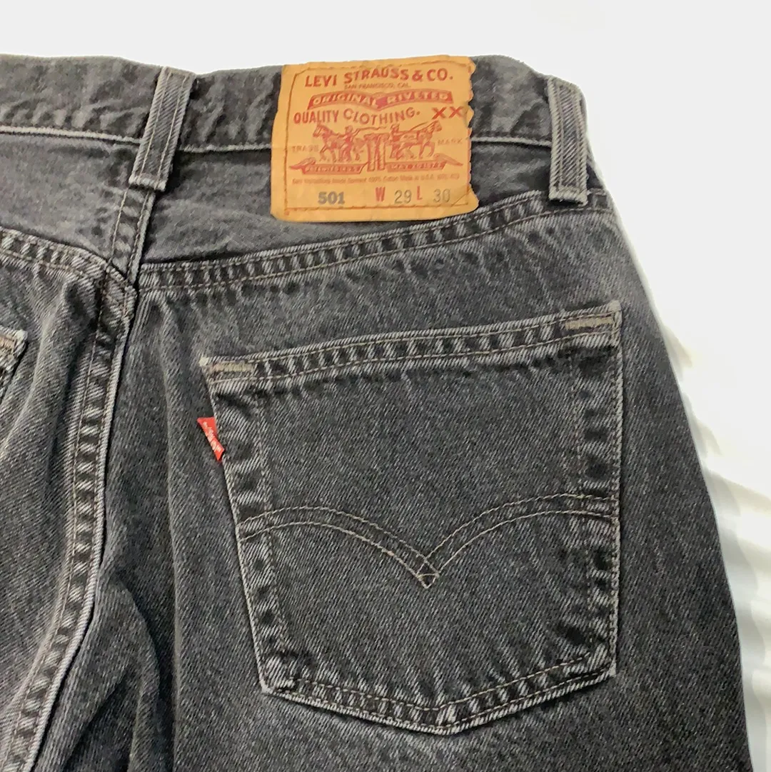Vintage Levi’s 501 Black Distressed Denim Jeans - W29