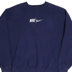 VINTAGE NIKE SPELLOUT SWOOSH NAVY BLUE SWEATSHIRT 1990S SIZE 2XL