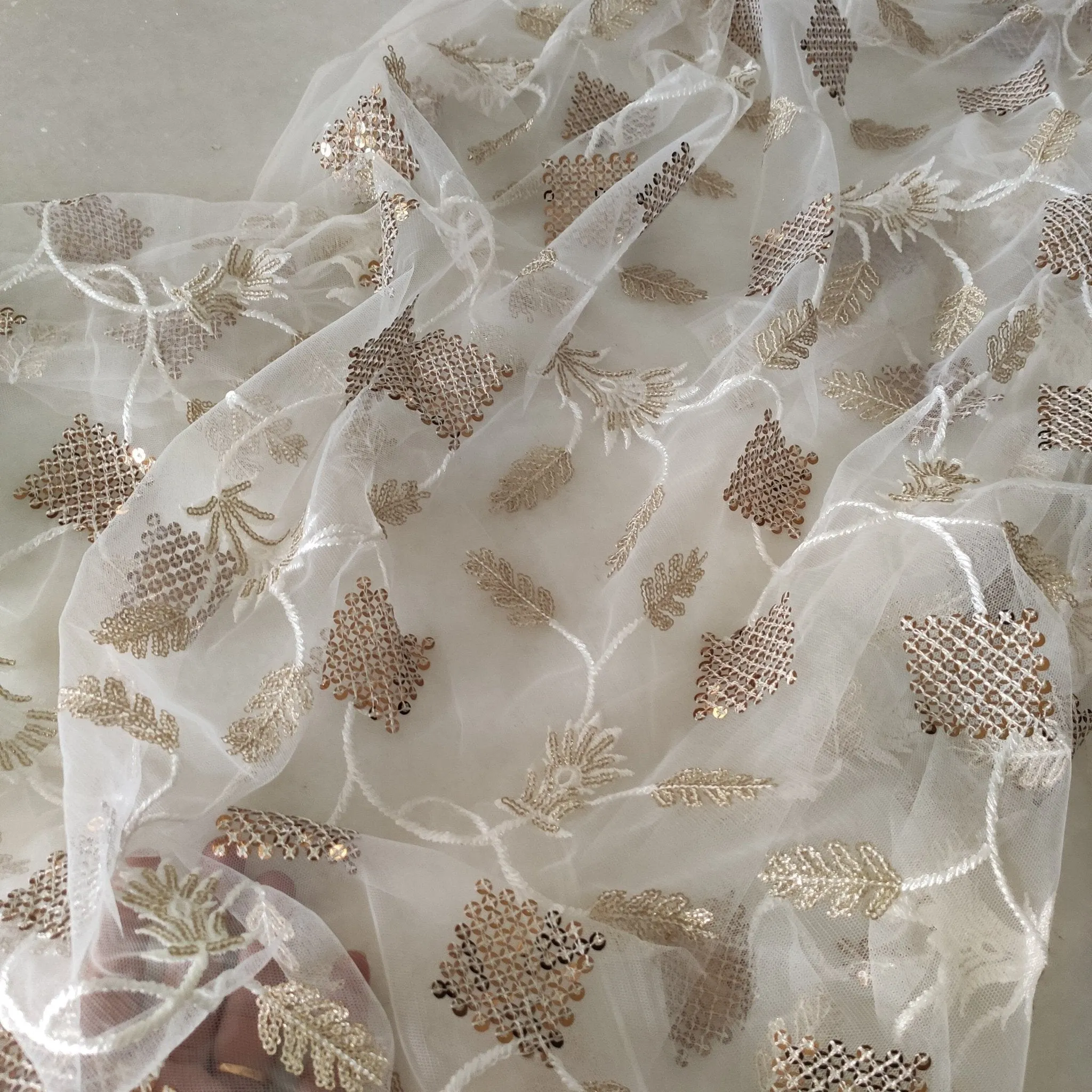 White Indian Dupatta party wear beaded border | Long net scarf | Punjabi dress dupatta with sequin embroidery for lehenga