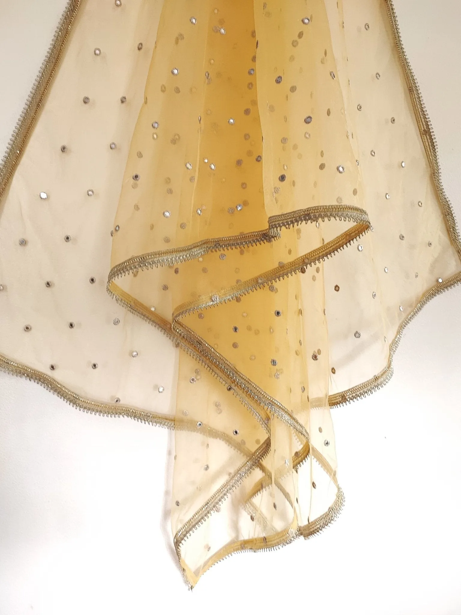 Yellow Indian Dupatta party wear | Long net embroidered scarf | Punjabi dress dupattas with embroidery for lehenga | Dupatta