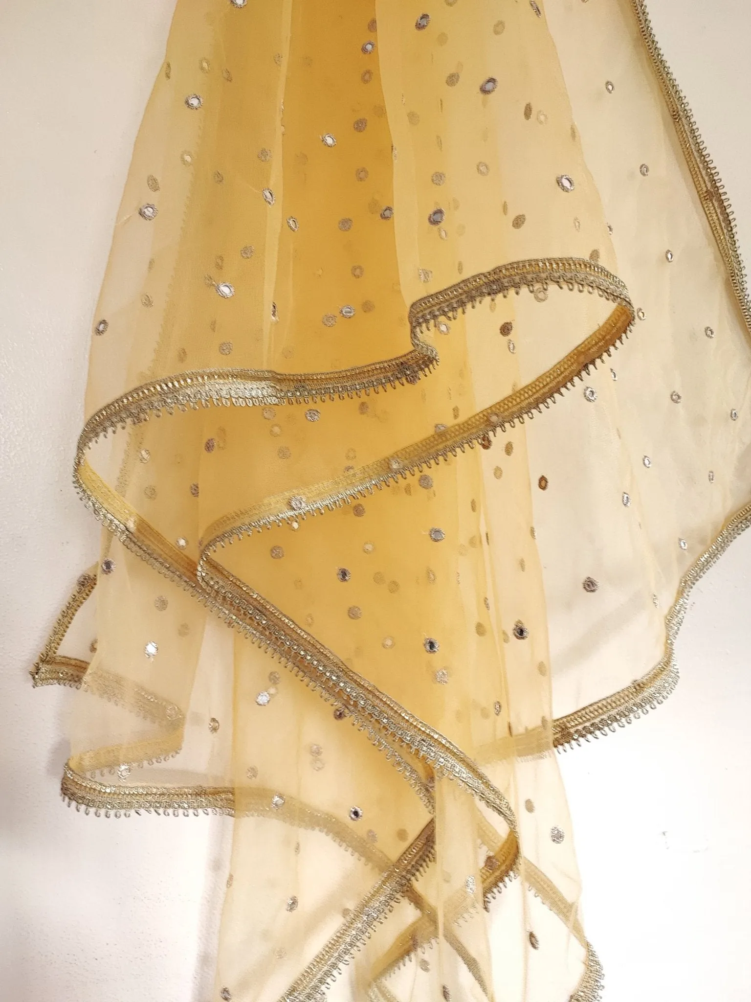 Yellow Indian Dupatta party wear | Long net embroidered scarf | Punjabi dress dupattas with embroidery for lehenga | Dupatta