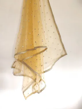 Yellow Indian Dupatta party wear | Long net embroidered scarf | Punjabi dress dupattas with embroidery for lehenga | Dupatta
