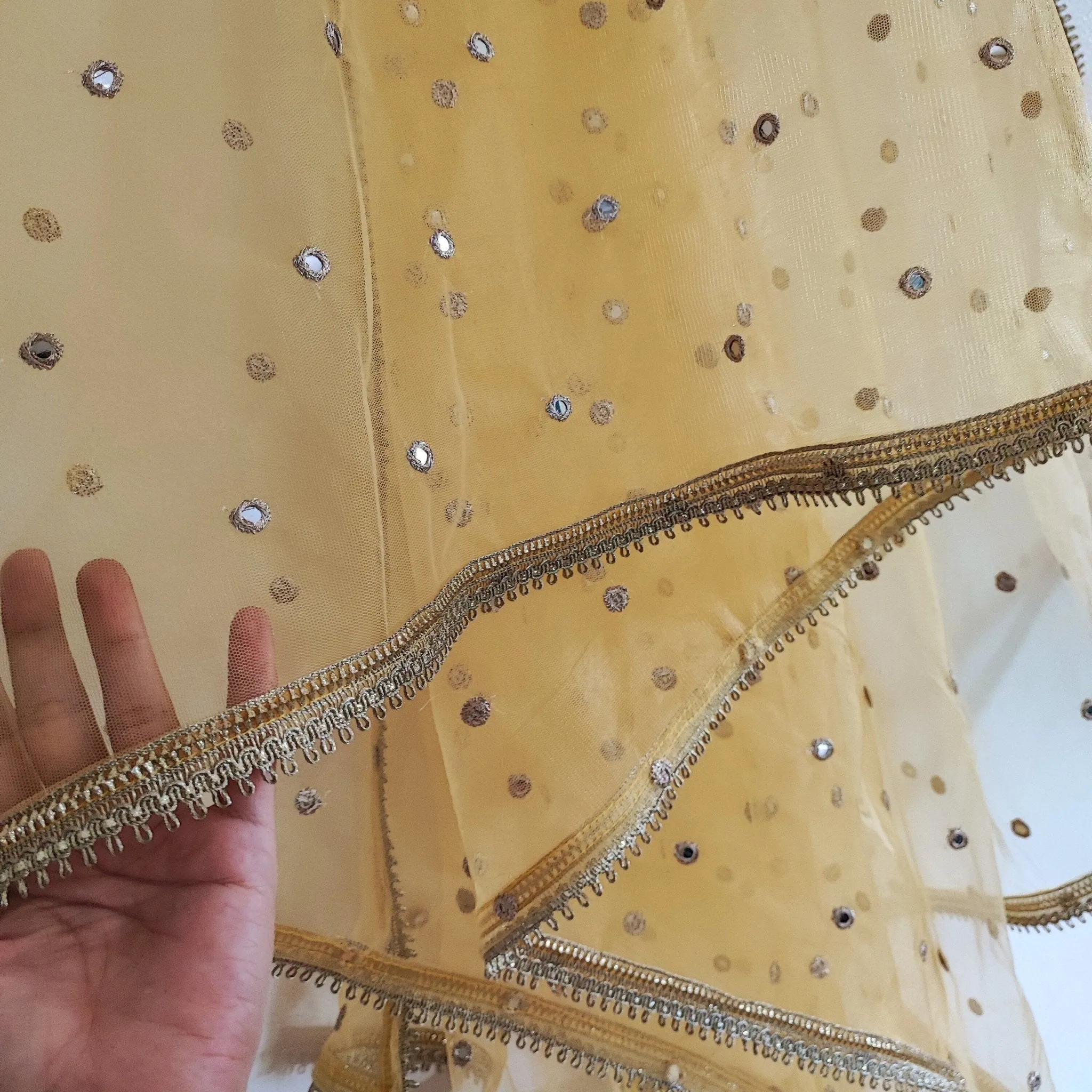 Yellow Indian Dupatta party wear | Long net embroidered scarf | Punjabi dress dupattas with embroidery for lehenga | Dupatta