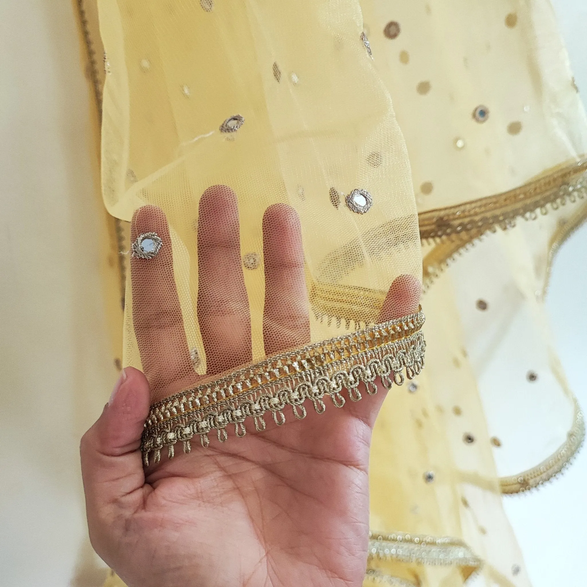 Yellow Indian Dupatta party wear | Long net embroidered scarf | Punjabi dress dupattas with embroidery for lehenga | Dupatta