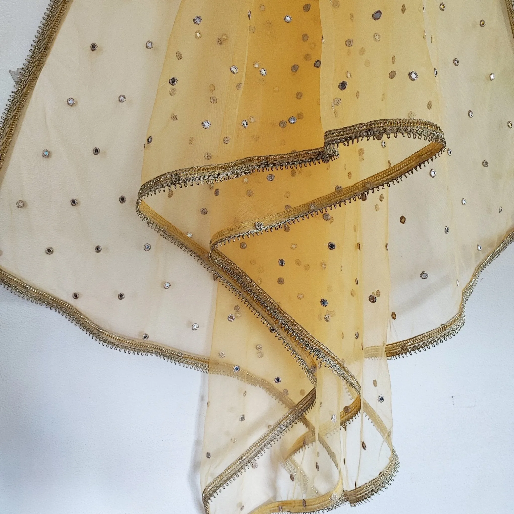 Yellow Indian Dupatta party wear | Long net embroidered scarf | Punjabi dress dupattas with embroidery for lehenga | Dupatta