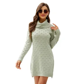 YESFASHION Solid Beanie Pullover Long Sweaters
